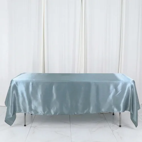 Miniatura 65 de Efavormart - Mantel rectangular de satén, 90 x 132 pulgadas, suave, oblongo, lavable, mantel decorativo de tela sedosa para bodas, fiestas, Plata