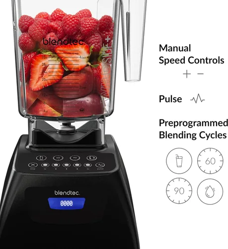 Miniatura 5 de Blendtec Classic 575 - Licuadora, tarro WildSide+ de 90 onzas, espátula de cuchara y libro de recetas, color negro