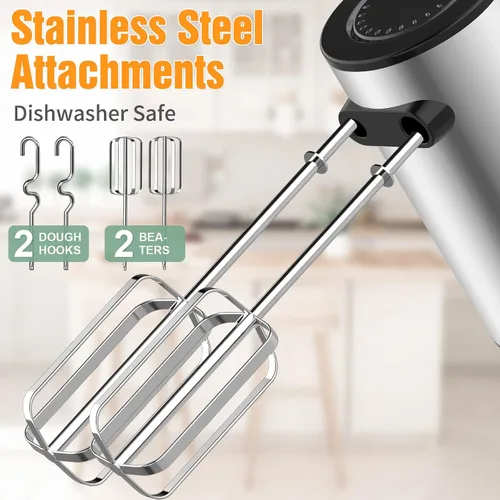 Miniatura 5 de Mezclador de mano eléctrico de 600 W, 10 velocidades, potente con mezclador de mano Turbo para hornear torta cocina mezclador con batidores, batir