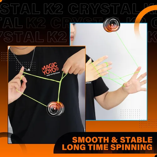 Miniatura 2 de MAGICYOYO K2 Cristal Profesional Yoyo Sensible para Niños Principiantes Extra Yoyo No Sensible Rodamiento Pro Yoyo de Plástico Truco para Adultos+12