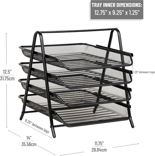Miniatura 3 de Mind Reader MESHMON3P-BLK – Organizador con cajón y base para monitor, de rejilla de metal, y organizador de 3 niveles para escritorio de rejilla