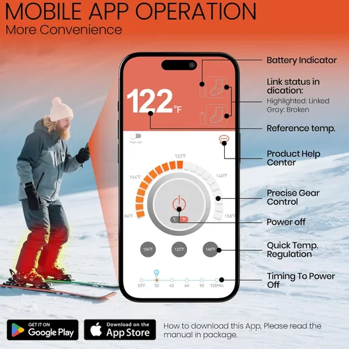 Miniatura 5 de Electric Socks, 14-Hour Runtime & 2 * 10000mAh Rechargeable Heated Socks for Men, Rechargeable Battery Socks Women, Heated Ski Socks for Winter