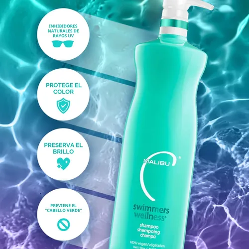 Miniatura 2 de Malibu C Swimmers Wellness Shampoo & Conditioner Set de litros (33.8 oz) – Cuidado hidratante del cabello para nadadores – Protege contra daños por