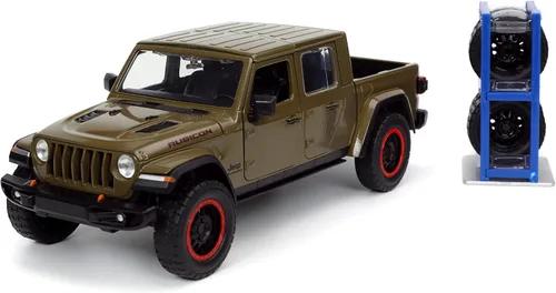Jada Just Trucks 1:24 2020 Jeep Gladiator - Auto fundido a presión marrón con estante para neumáticos, juguetes para niños y adultos