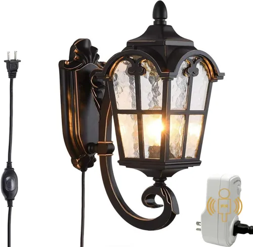 Miniatura 8 de Kiven Lámpara de pared para interiores y exteriores, color negro, romana, de 17.71 pulgadas de alto, impermeable, para patio y porche, lámpara