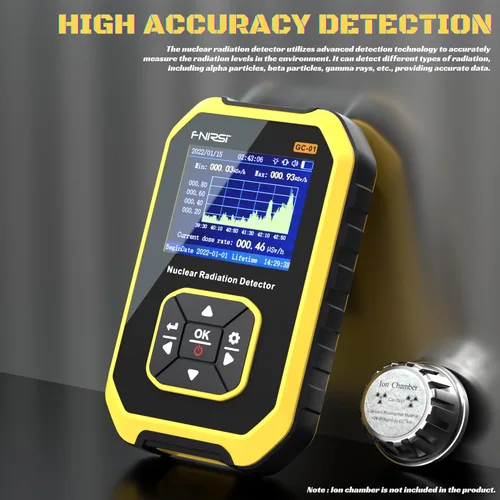 Miniatura 2 de Contador Geiger, detector de radiación FNIRSI GC01, dosímetro de radiación de rayos X de rayos β γ, probador gamma beta, medidor de radiación