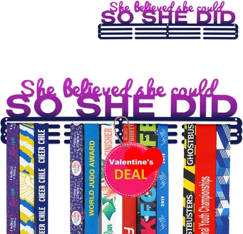 Miniatura 12 de Medal Hanger Display Upgrade-Medal Holder Wall Mount Easy to Install Race Runner for Your Medals