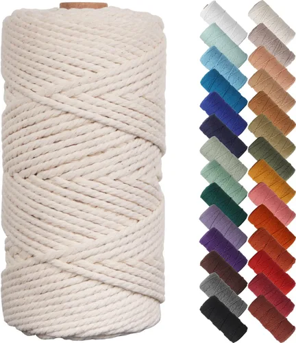NOANTA - Cuerda de macramé color beige natural, 1/8 pulgadas (3 mm) x 109 yardas (100 metros), cuerda de algodón colorido para colgar en la pared,