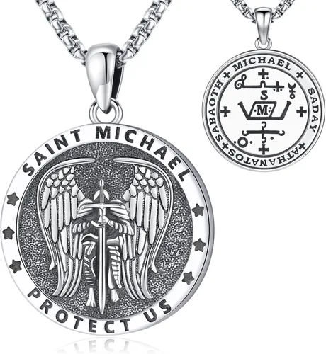 Miniatura 96 de Eusense Saint Necklace Sterling Silver 925 Protection Jewelry for Men Women Patron St Medals Amulet Pendant