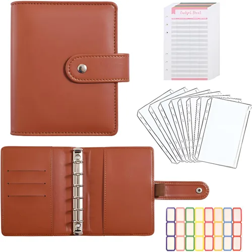 Miniatura 8 de Juego de carpetas presupuestarias A7, mini organizador de dinero para ahorrar efectivo, sistema de sobres de relleno de efectivo, carpetas Rojo rosa