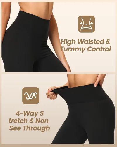Miniatura 63 de NexiEpoch - Paquete de 4 leggings suaves para mujer, con bolsillos, control de abdomen y cintura alta, pantalones capri para yoga y ejercicio