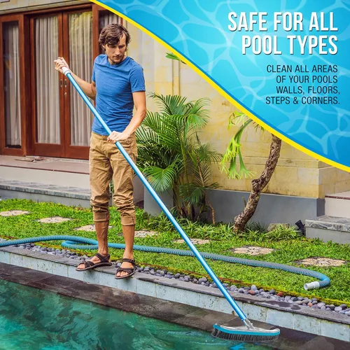 Miniatura 4 de U.S. Pool Supply Cabezal de cepillo de piscina para piscinas enterradas – Cepillo de piscina de acero inoxidable de 18 pulgadas, cerdas de alambre