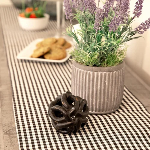 Miniatura 3 de Lush Decor Gingham Check - Servilleta teñida de hilo a cuadros, 18.0 x 18.0 in, color blanco roto y negro