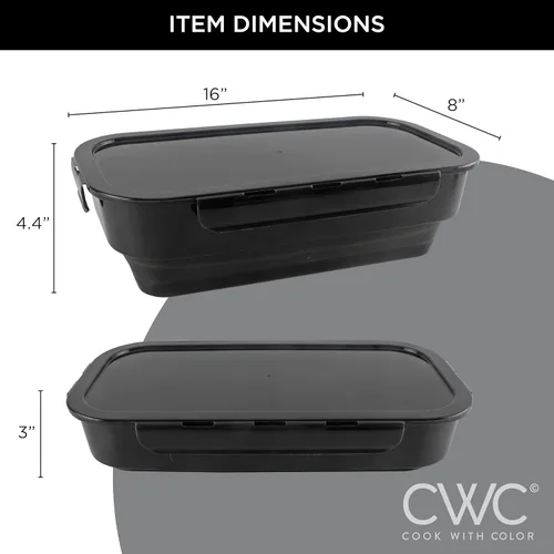 Miniatura 4 de COOK WITH COLOR Tazón Plegable para Rebozar - Recipiente Agitador para Rebozar Sin Ensuciar - Ideal para Pescado Frito, Pollo Frito, Aros de Negro