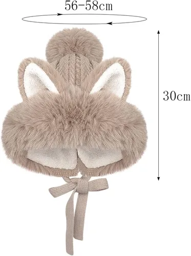 Miniatura 16 de Gorro de invierno de piel sintética para mujer, con orejas de gato de zorro, con orejera, pompón, sombrero de trampero de felpa cálida rusa