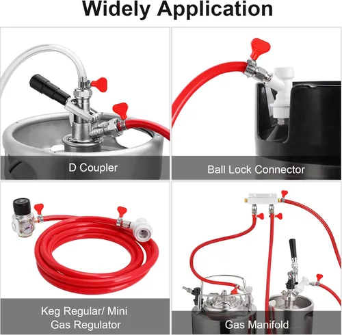 Miniatura 5 de MRbrew Kit de montaje de barril de bloqueo de bola de CO2 de 5 pies, línea de preparación de PVC de 5/16 pulgadas con desconexión rápida