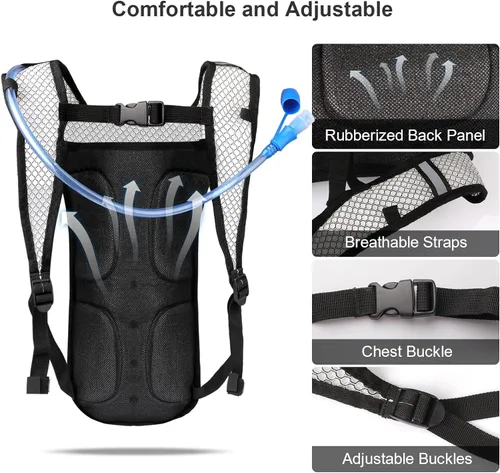 Miniatura 3 de Neboic Paquete de 2 mochilas de hidratación con bolsa de hidratación de 2 litros. Mochila ligera de agua que mantiene el agua fresca hasta 4 horas