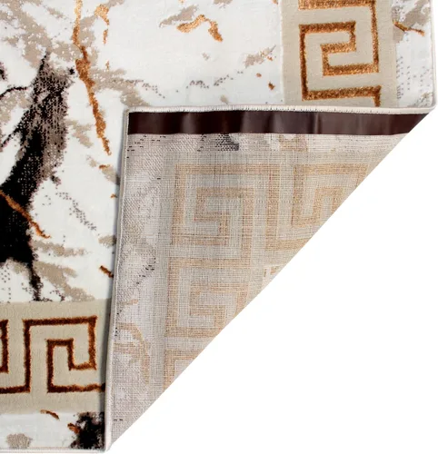 Miniatura 3 de Alfombra abstracta moderna de mármol de 5 x 7 Pila mediana antideslizante y duradera Bordes dorados con respaldo de cuero Mejor alfombra
