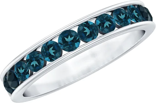 Miniatura 9 de Anillo de media eternidad con topacio azul londinense certificado para mujer, calidad AAA, anillo de piedra natal de diciembre, listo para regalar
