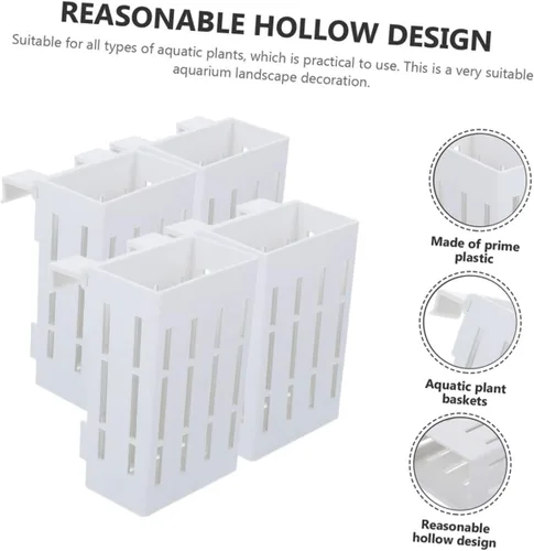 Miniatura 3 de FOMIYES Cesta colgante para plantas, 4 piezas, soporte para plantas de acuario, decoración de pecera, soporte para plantas de acuario con gancho