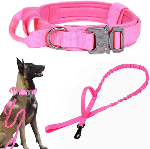 Miniatura 35 de Collar táctico para perro, ajustable, militar, de nailon, con asa de control y hebilla de metal resistente para perros medianos y grandes (negro, S)