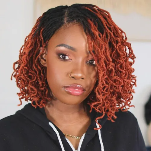 Miniatura 14 de SOKU Peluca de Encaje Frontal con Locs Falsos Cortos y Rizados de 12 Pulgadas Negro Natural 4x4 Espacio de Separación Grande Pelucas de Rastas