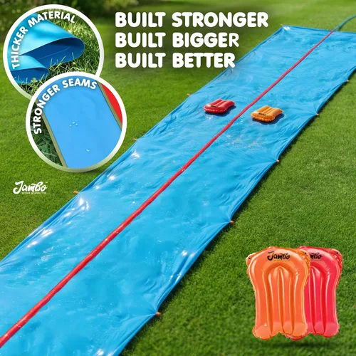 Miniatura 3 de JAMBO Mega Slip Splash y Slide de 40 pies con 2 bodyboards Tobogán acuático para patio trasero Juguetes de agua al aire libre para niños