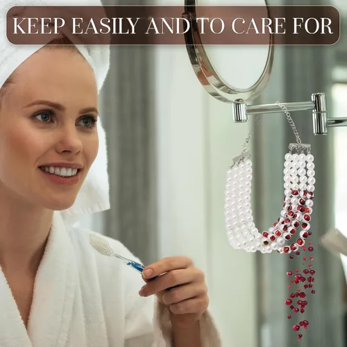 Miniatura 9 de V TOWER Collar de perlas blancas para mujer, collar de perlas falsas, accesorios estéticos góticos para mujer, collar de bisutería, collar