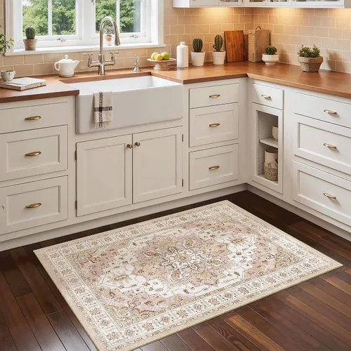 Miniatura 898 de Madane Tapete lavable de 2 x 10 pies para pasillo, cocina, recibidor, clásico, suave, antideslizante para interiores, casa de campo, baño, sala