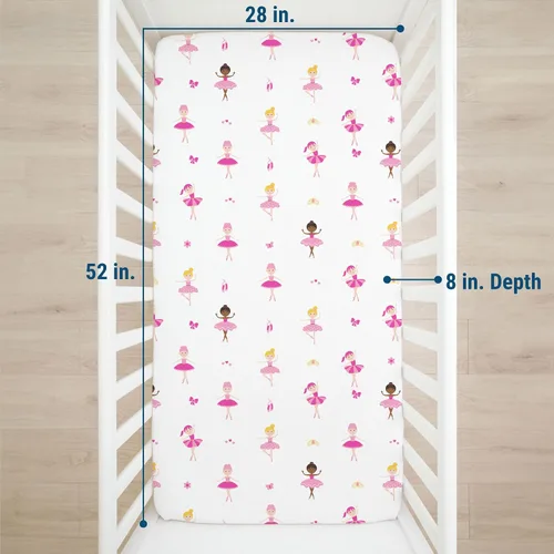 Miniatura 4 de Wildkin Sábana bajera ajustable 100% microfibra para niños, suave y transpirable, bailarina