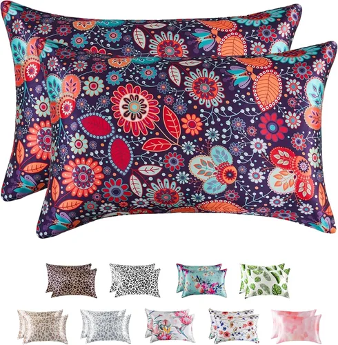 Miniatura 40 de MR&HM - Funda de almohada de satén 16- verde floral