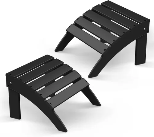 Miniatura 18 de Briopaws Otomana Adirondack plegable, silla Adirondack de polietileno de alta densidad resistente a la intemperie, reposapiés de plástico para Blanco