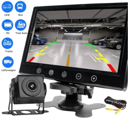 Miniatura 5 de Monitor de botón táctil resistente de 7 pulgadas + kit de cámara inversa para camiones/autobuses/carretillas elevadoras - Sistema de visión trasera