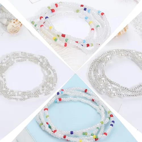 Miniatura 4 de Sailimue 3 cuentas de cintura para mujer, cuentas de vientre de cadena elástica, cuentas de cintura africana para mujer, tallas grandes, joyería