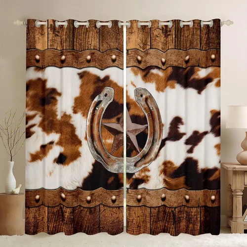 Miniatura 10 de Cortinas de ventana de herradura con estrellas de Texas, cortinas de granero de madera rústicas occidentales, 38 pulgadas de ancho x 45 pulgadas