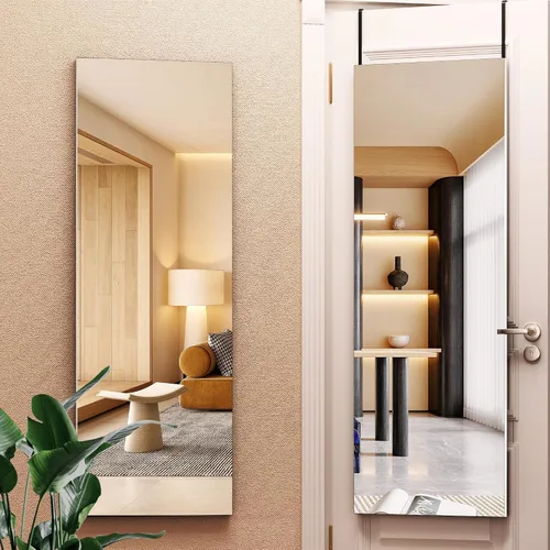Miniatura 17 de Hasipu - Espejo de puerta de cuerpo completo, 51 x 16 pulgadas, espejo de pared de cuerpo completo para colgar sobre la puerta, espejo para Blanco