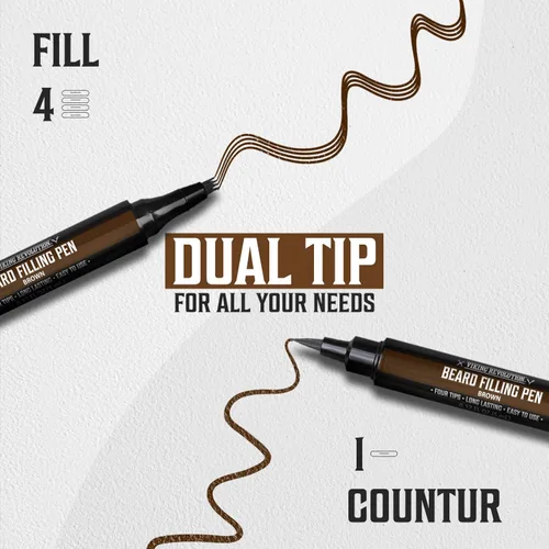 Miniatura 7 de Viking Revolution Bolígrafo para Barba (Paquete de 2) - Relleno de Lápiz de Barba Marrón para Hombre Lápiz para Barba de Hombre - Kit de Bolígrafo