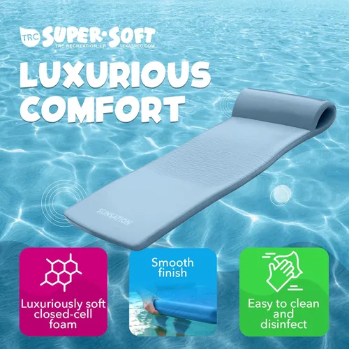 Miniatura 3 de TRC Recreation Sunsation Thick Foam Pool Float Lounger w/Headrest for Lounging & Sunbathing in Swimming Pools, Beaches & Lakes Azul metálico