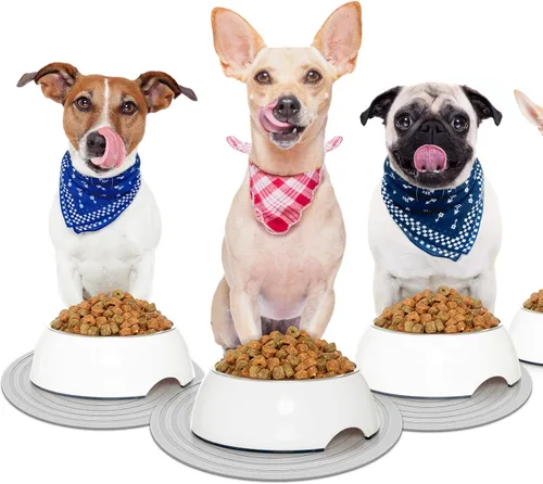 Miniatura 6 de Tapete de silicona de 2 piezas de comida para mascotas para perros y gatos, mantel individual para evitar el desbordamiento de alimentos y agua