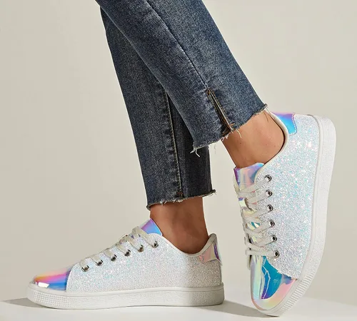 Miniatura 6 de LUCKY STEP - Tenis de moda para mujer, con brillantina y cordones