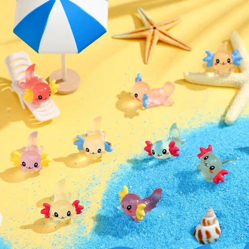 Miniatura 4 de Ferraycle 24 piezas luminosas mini de resina de ajolote de ajolote diminuto figura de animal para bricolaje, paisaje, jardín, casa de muñecas