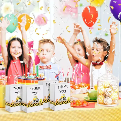 Miniatura 2 de Outus 12 bolsas de regalos de fiesta de construcción con temática de camión para decoraciones de fiestas temáticas de cumpleaños, 8.3 x 6.3 x 3.1