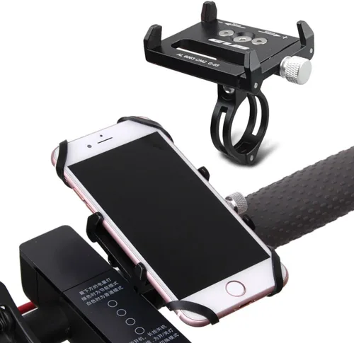 GUB Soporte universal para teléfono, ajustable, compatible con iPhone 8 Plus y otros teléfonos inteligentes, color negro con banda