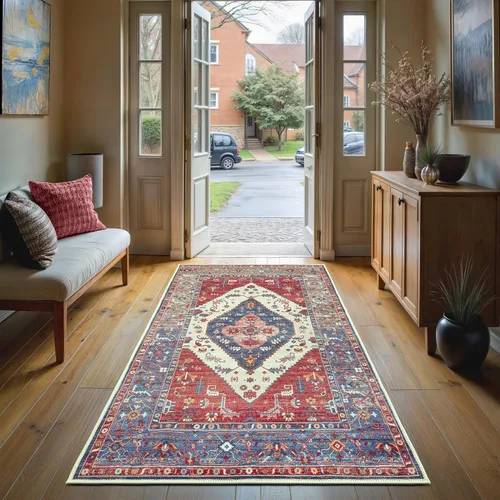 Miniatura 103 de GLN Rugs Bohemian Collection - Alfombra de felpilla lavable a máquina, bohemio vintage, antideslizante, alfombra de felpilla de pelo bajo, alfombra