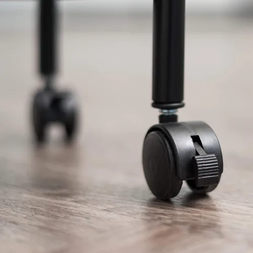 Miniatura 7 de IRIS USA Carrito rodante de almacenamiento de cocina de 2 niveles con ruedas giratorias con cerradura, estación de café, estante de despensa, bar