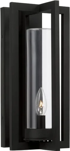 Capital Lighting 948211BK Kent - Linterna de pared moderna con cilindro de vidrio transparente de línea vertical para exteriores, 1 luz de 60