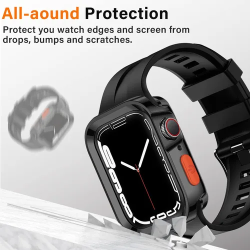 Miniatura 2 de Amizee Paquete de 2 fundas resistentes compatibles con Apple Watch Series 9/8/7 de 1.772 pulgadas, SE 3/2/1 Series 6/5/4 de 1.732 pulgadas, TPU