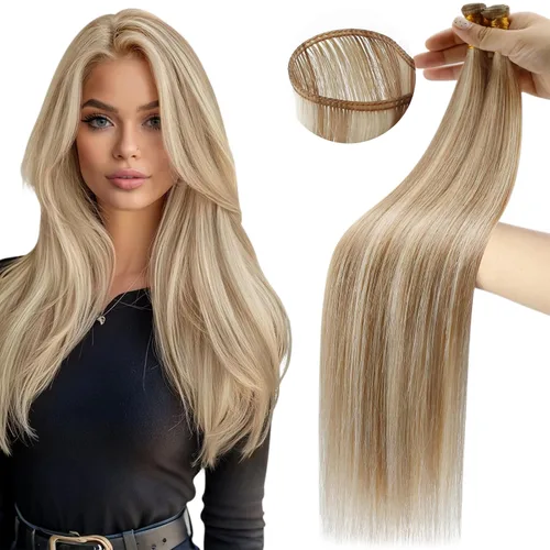 Miniatura 38 de Moresoo - Extensiones de cabello humano real cosidas, Remy, lacio, doble trama, color negro jet, 14 pulgadas, 3.53 onzas