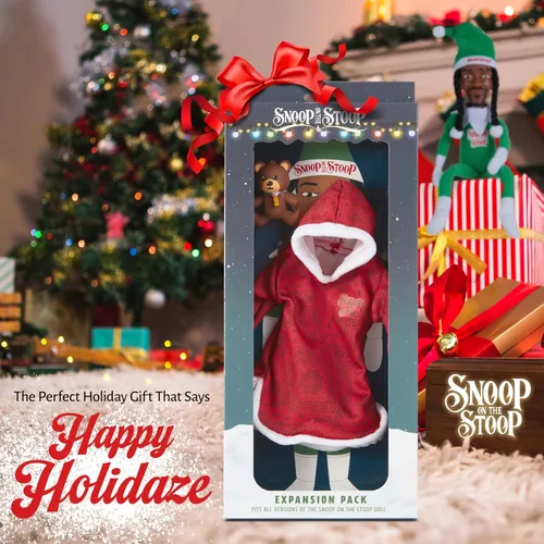 Miniatura 5 de Snoop Dogg Paquete de expansión de pijama, bata roja con oso de peluche para Snoop en el escalón, divertido, Papá Noel secreto