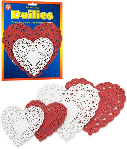 Hygloss Products - Tapones de corazón, varios tamaños, color blanco y rojo, fabricado en Estados Unidos, paquete de 96